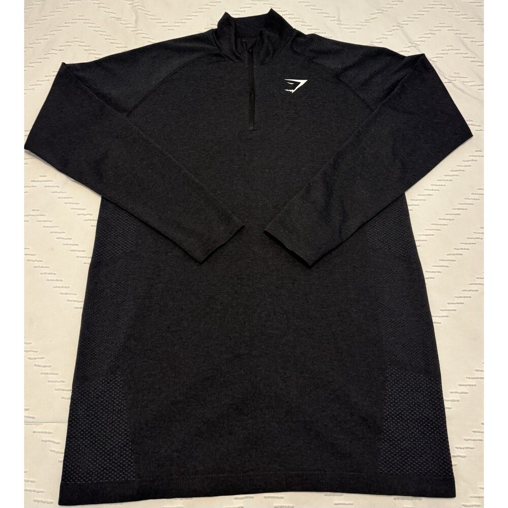 Gymshark Shirt Mens Medium Black 1/4 Zip Performance Pullover Running Gym NWOT
